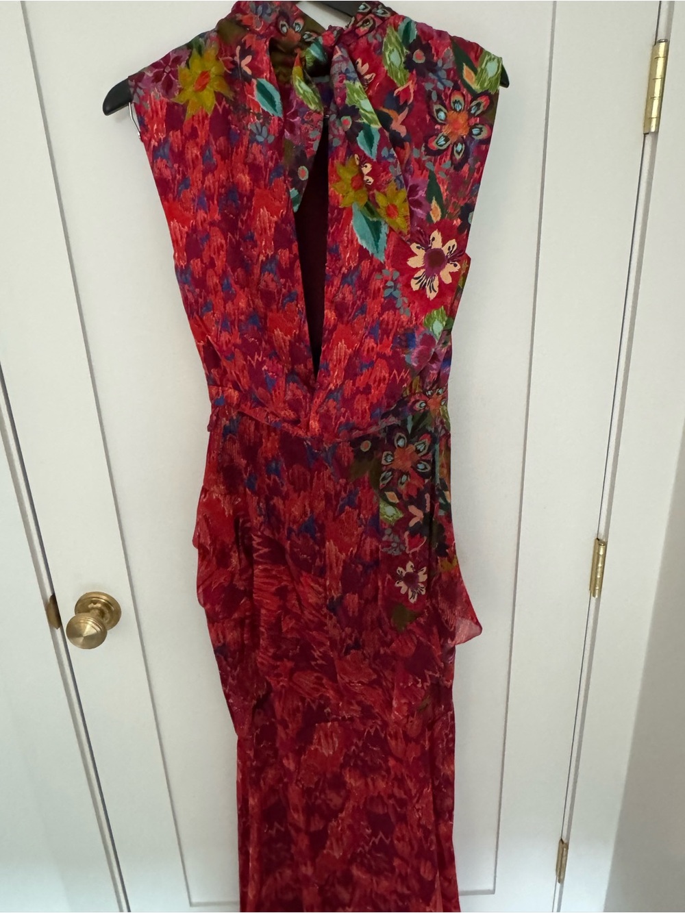 SALONI Red Floral Print Sleeveless Maxi Dress - Picture 3 of 4